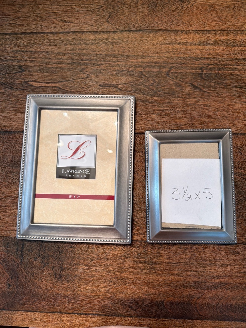 Set of Silver picture frames 5x7 and 3 1/2 x5